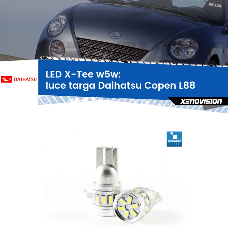 <strong>LED luce targa per Daihatsu Copen</strong> L88 2003 - 2012. Lampade <strong>W5W</strong> modello X-Tee Xenovision top di gamma.