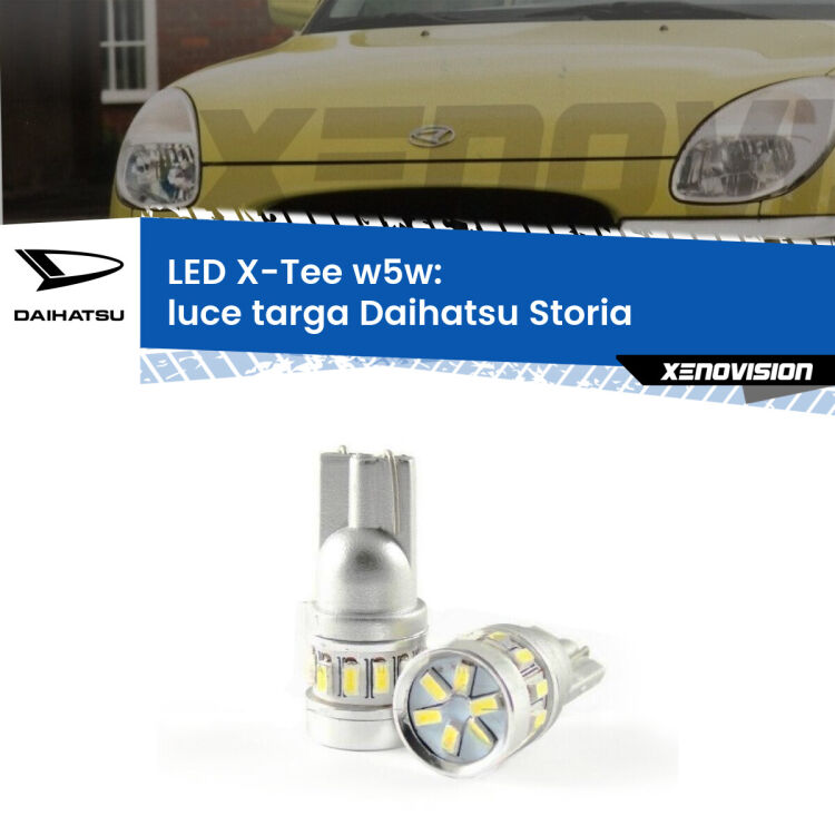 0 Luce Targa LED per Daihatsu Storia 1998 - 2005: W5W X-Tee <strong>LED luce targa per Daihatsu Storia</strong> 1998 - 2005. Lampade <strong>W5W</strong> modello X-Tee Xenovision top di gamma.