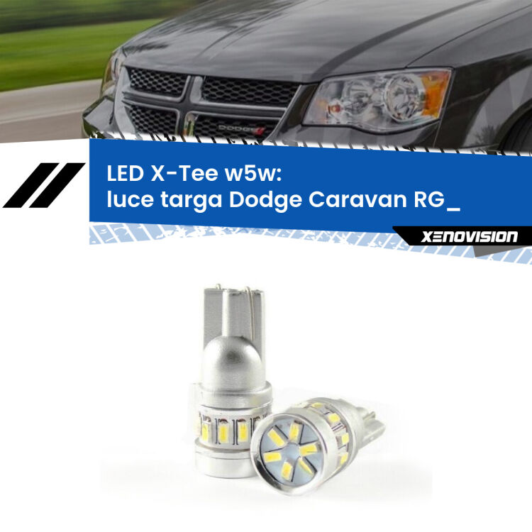 0 Luce Targa LED per Dodge Caravan RG_ 2000 - 2007: W5W X-Tee <strong>LED luce targa per Dodge Caravan</strong> RG_ 2000 - 2007. Lampade <strong>W5W</strong> modello X-Tee Xenovision top di gamma.