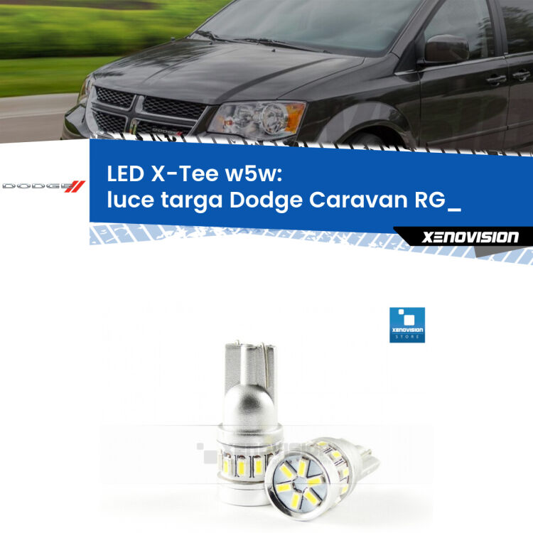 <strong>LED luce targa per Dodge Caravan</strong> RG_ 2000 - 2007. Lampade <strong>W5W</strong> modello X-Tee Xenovision top di gamma.
