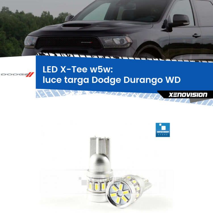 <strong>LED luce targa per Dodge Durango</strong> WD 2010 - 2014. Lampade <strong>W5W</strong> modello X-Tee Xenovision top di gamma.