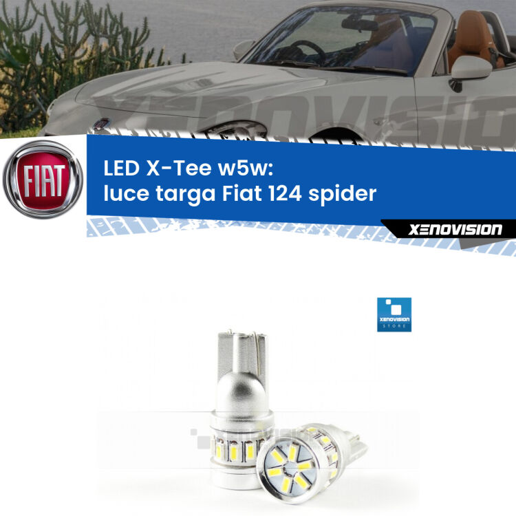 <strong>LED luce targa per Fiat 124 spider</strong>  2016 in poi. Lampade <strong>W5W</strong> modello X-Tee Xenovision top di gamma.