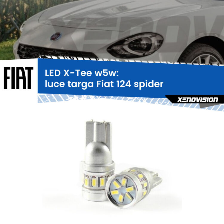 0 Luce Targa LED per Fiat 124 spider 2016 in poi: W5W X-Tee <strong>LED luce targa per Fiat 124 spider</strong> 2016 in poi. Lampade <strong>W5W</strong> modello X-Tee Xenovision top di gamma.