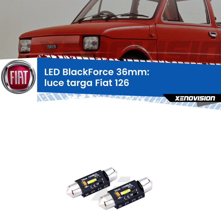 <strong>LED luce targa 36mm per Fiat 126</strong>  1972 - 2000. Coppia lampadine <strong>C5W</strong>modello BlackForce Xenovision.