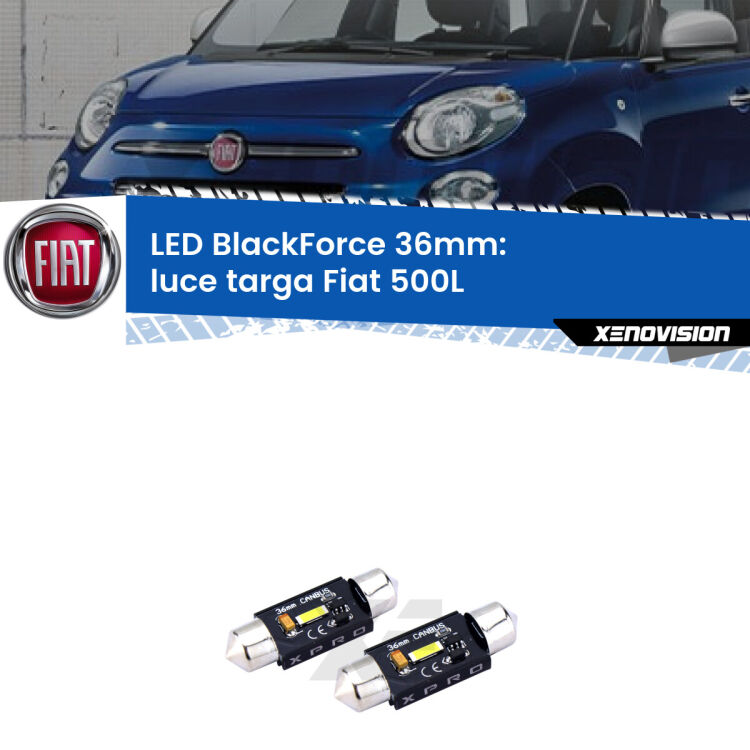 <strong>LED luce targa 36mm per Fiat 500L</strong>  2012 - 2018. Coppia lampadine <strong>C5W</strong>modello BlackForce Xenovision.