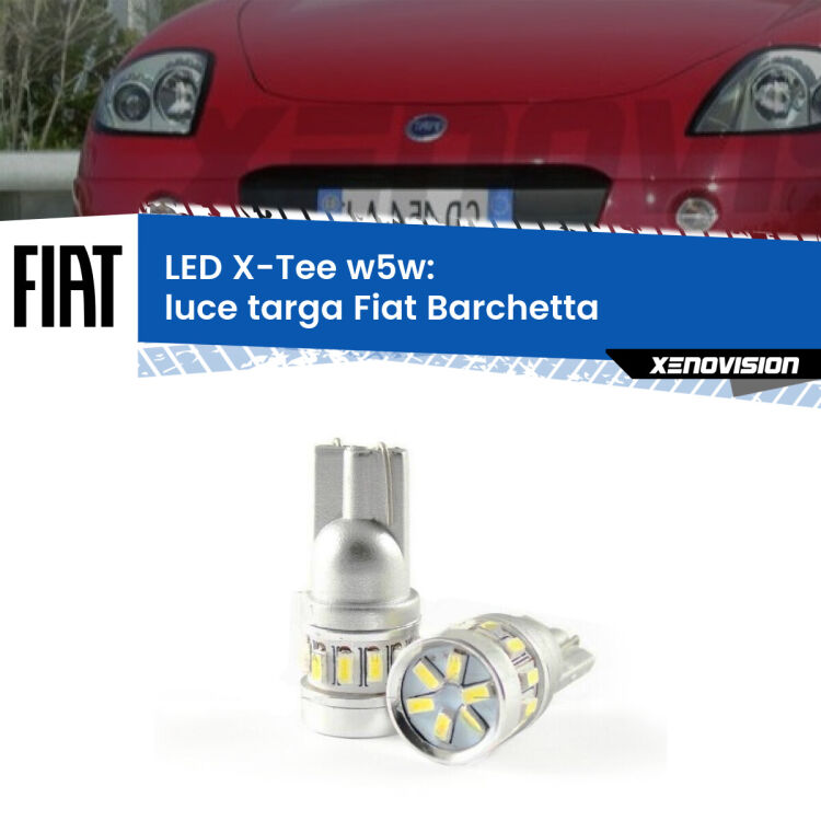 0 Luce Targa LED per Fiat Barchetta 1995 - 2005: W5W X-Tee <strong>LED luce targa per Fiat Barchetta</strong> 1995 - 2005. Lampade <strong>W5W</strong> modello X-Tee Xenovision top di gamma.