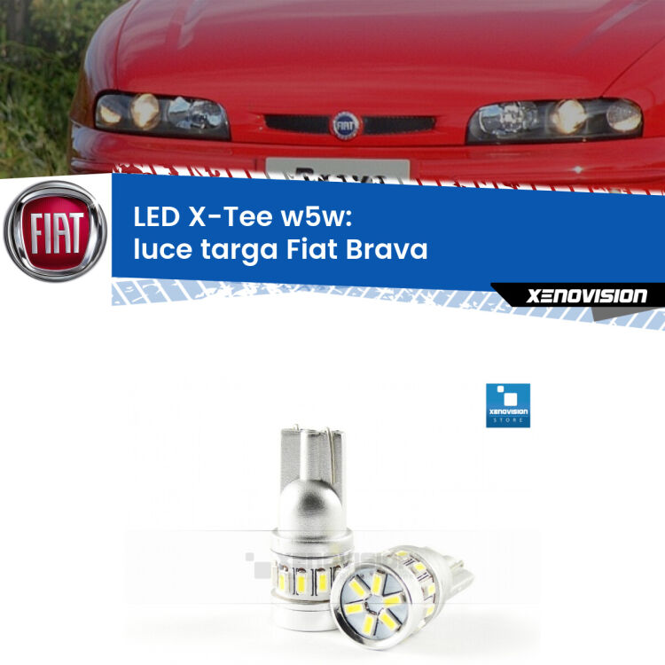 <strong>LED luce targa per Fiat Brava</strong>  1995 - 2001. Lampade <strong>W5W</strong> modello X-Tee Xenovision top di gamma.