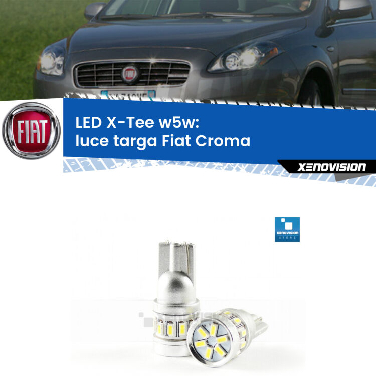 <strong>LED luce targa per Fiat Croma</strong>  2005 - 2010. Lampade <strong>W5W</strong> modello X-Tee Xenovision top di gamma.