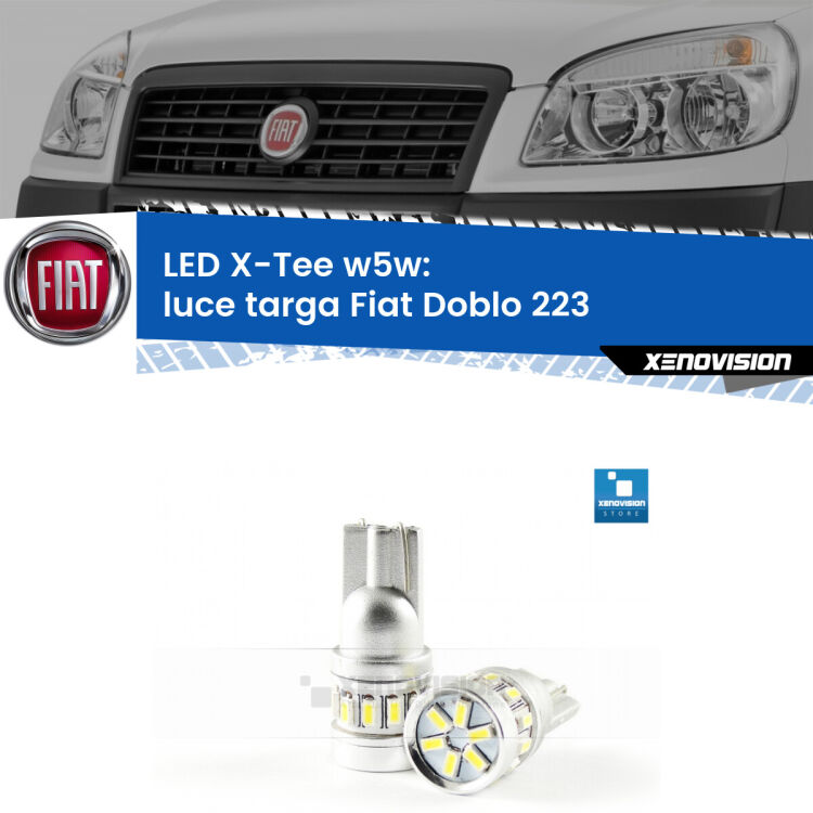 <strong>LED luce targa per Fiat Doblo</strong> 223 2000 - 2010. Lampade <strong>W5W</strong> modello X-Tee Xenovision top di gamma.