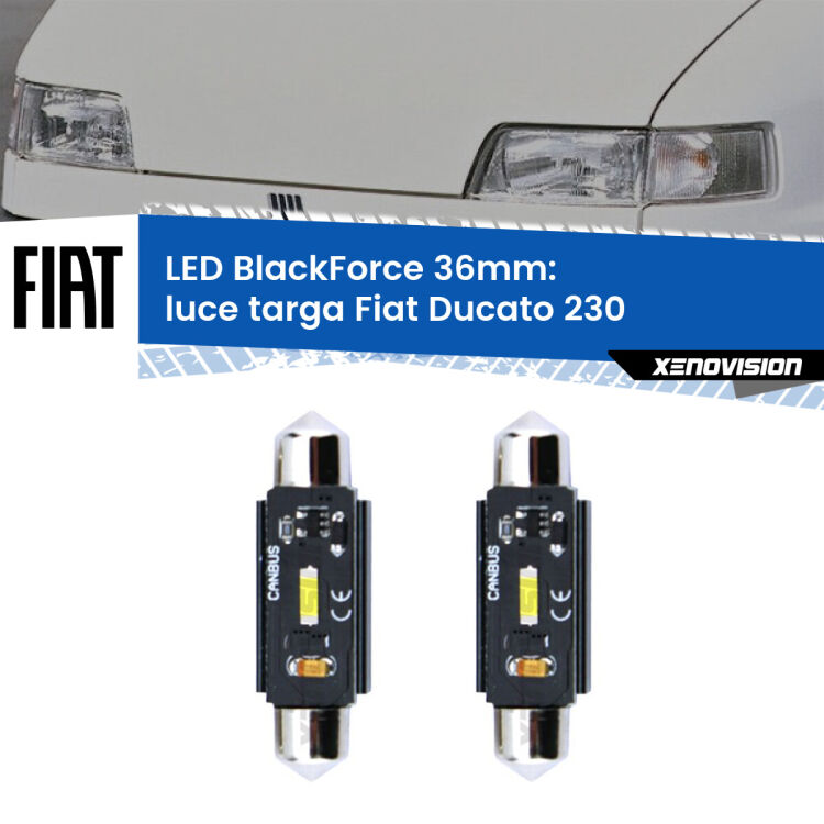 0 Luce Targa LED per Fiat Ducato 230 1994 - 1999: C5W BlackForce 36mm (Coppia) <strong>Luce Targa LED per Fiat Ducato</strong> 230 1994 - 1999. Coppia lampade <strong>C5W</strong> 36mm modello BlackForce canbus.