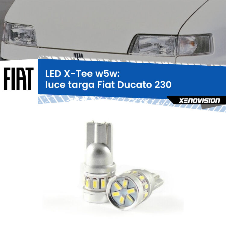 0 Luce Targa LED per Fiat Ducato 230 1999 - 2002: W5W X-Tee <strong>LED luce targa per Fiat Ducato</strong> 230 1999 - 2002. Lampade <strong>W5W</strong> modello X-Tee Xenovision top di gamma.