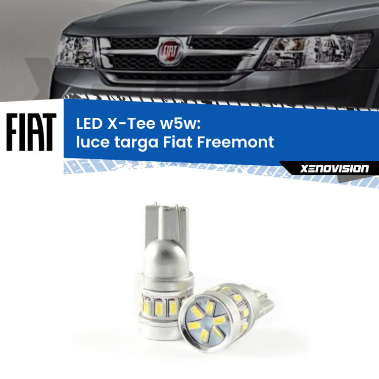0 Luce Targa LED per Fiat Freemont 2011 - 2016: W5W X-Tee <strong>LED luce targa per Fiat Freemont</strong> 2011 - 2016. Lampade <strong>W5W</strong> modello X-Tee Xenovision top di gamma.
