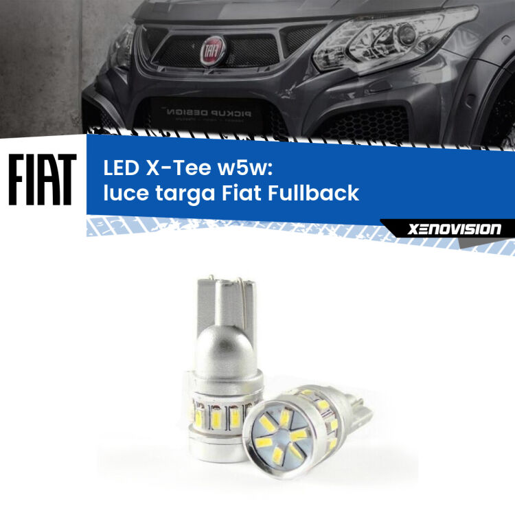 0 Luce Targa LED per Fiat Fullback 2016 - 2019: W5W X-Tee <strong>LED luce targa per Fiat Fullback</strong> 2016 - 2019. Lampade <strong>W5W</strong> modello X-Tee Xenovision top di gamma.