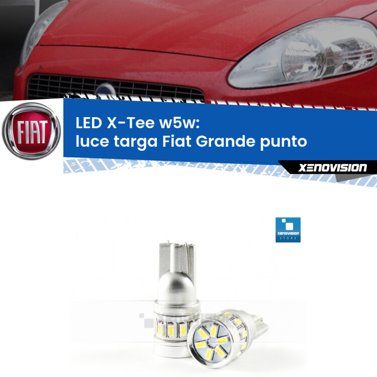 <strong>LED luce targa per Fiat Grande punto</strong>  2005 - 2018. Lampade <strong>W5W</strong> modello X-Tee Xenovision top di gamma.
