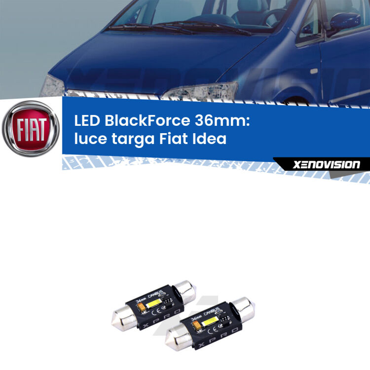 <strong>LED luce targa 36mm per Fiat Idea</strong>  2003 - 2015. Coppia lampadine <strong>C5W</strong>modello BlackForce Xenovision.
