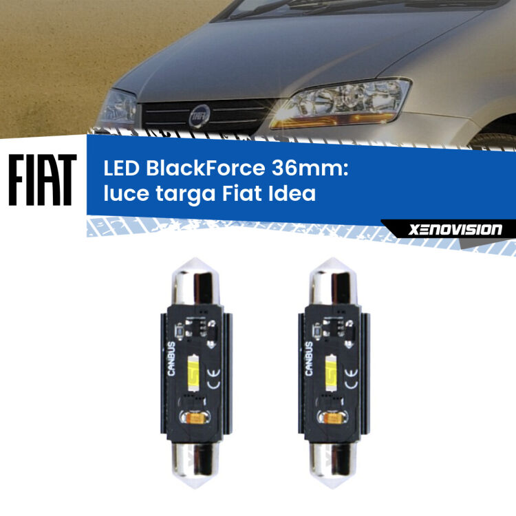 0 Luce Targa LED per Fiat Idea  2003 - 2015: C5W BlackForce 36mm (Coppia) <strong>Luce Targa LED per Fiat Idea</strong>  2003 - 2015. Coppia lampade <strong>C5W</strong> 36mm modello BlackForce canbus.