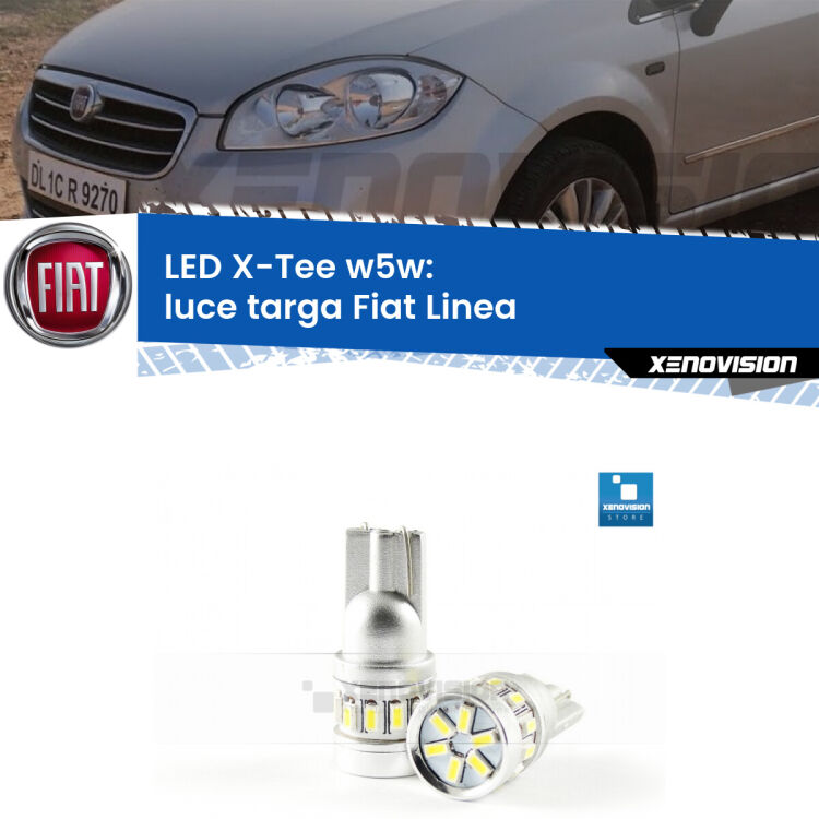 <strong>LED luce targa per Fiat Linea</strong>  2007 - 2018. Lampade <strong>W5W</strong> modello X-Tee Xenovision top di gamma.