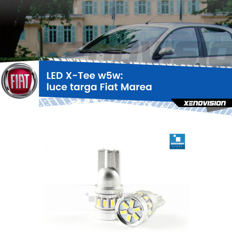 <strong>LED luce targa per Fiat Marea</strong>  1996 - 2002. Lampade <strong>W5W</strong> modello X-Tee Xenovision top di gamma.