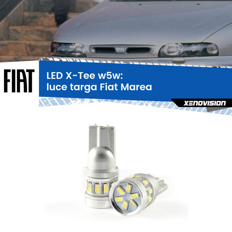 0 Luce Targa LED per Fiat Marea  1996 - 2002: W5W X-Tee <strong>LED luce targa per Fiat Marea</strong>  1996 - 2002. Lampade <strong>W5W</strong> modello X-Tee Xenovision top di gamma.