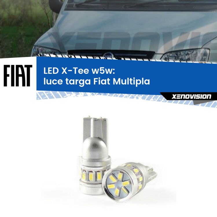 0 Luce Targa LED per Fiat Multipla 1999 - 2010: W5W X-Tee <strong>LED luce targa per Fiat Multipla</strong> 1999 - 2010. Lampade <strong>W5W</strong> modello X-Tee Xenovision top di gamma.