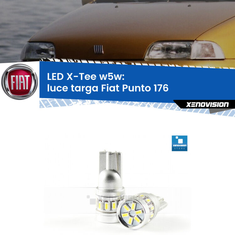 <strong>LED luce targa per Fiat Punto</strong> 176 1993 - 1999. Lampade <strong>W5W</strong> modello X-Tee Xenovision top di gamma.
