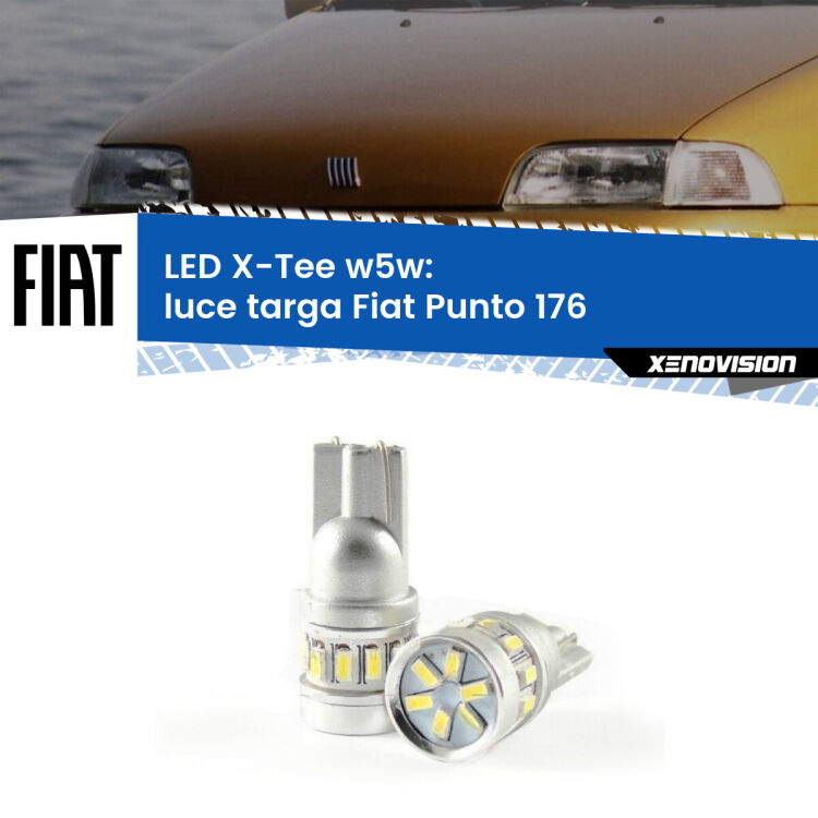 0 Luce Targa LED per Fiat Punto 176 1993 - 1999: W5W X-Tee <strong>LED luce targa per Fiat Punto</strong> 176 1993 - 1999. Lampade <strong>W5W</strong> modello X-Tee Xenovision top di gamma.