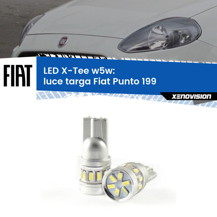 0 Luce Targa LED per Fiat Punto 199 2012 - 2018: W5W X-Tee <strong>LED luce targa per Fiat Punto</strong> 199 2012 - 2018. Lampade <strong>W5W</strong> modello X-Tee Xenovision top di gamma.