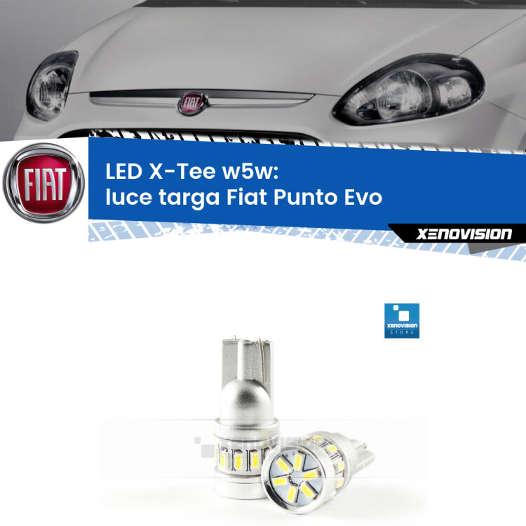 <strong>LED luce targa per Fiat Punto Evo</strong>  2009 - 2015. Lampade <strong>W5W</strong> modello X-Tee Xenovision top di gamma.