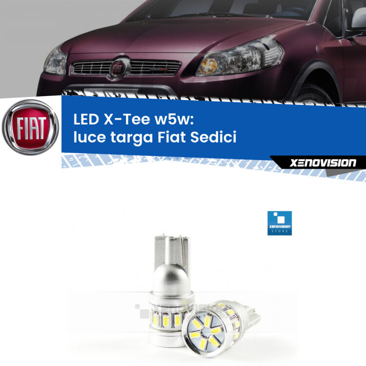<strong>LED luce targa per Fiat Sedici</strong>  2006 - 2014. Lampade <strong>W5W</strong> modello X-Tee Xenovision top di gamma.