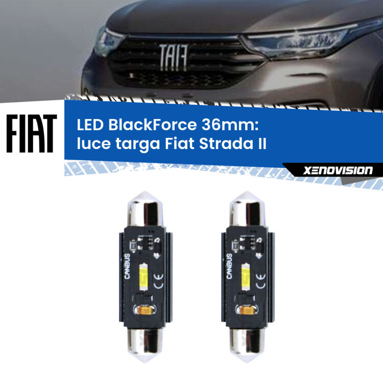 0 Luce Targa LED per Fiat Strada II (Versione1): C5W BlackForce 36mm (Coppia) <strong>Luce Targa LED per Fiat Strada</strong> II (Versione1). Coppia lampade <strong>C5W</strong> 36mm modello BlackForce canbus.