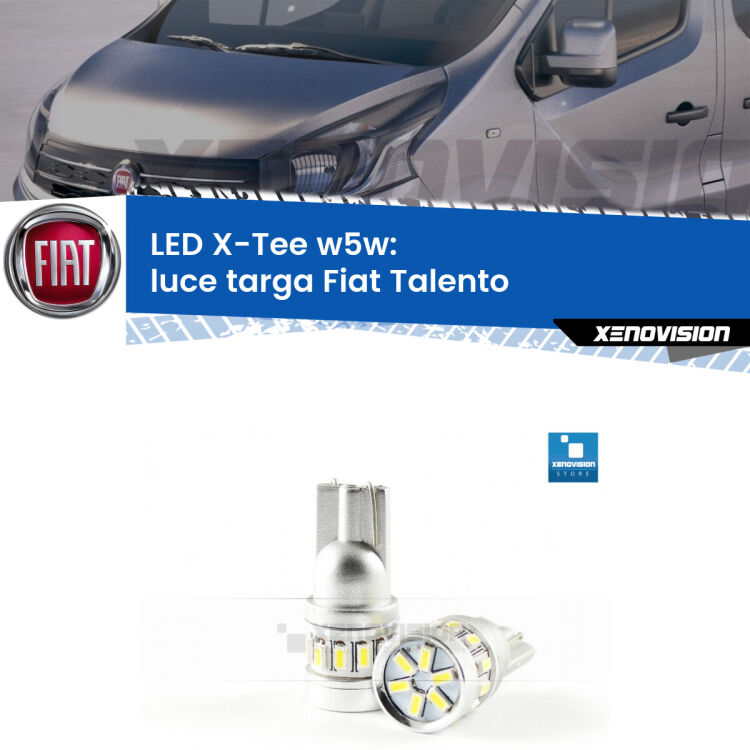 <strong>LED luce targa per Fiat Talento</strong>  2016 - 2020. Lampade <strong>W5W</strong> modello X-Tee Xenovision top di gamma.