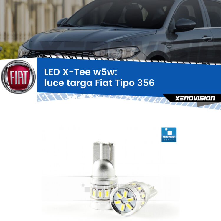 <strong>LED luce targa per Fiat Tipo</strong> 356 2015 in poi. Lampade <strong>W5W</strong> modello X-Tee Xenovision top di gamma.