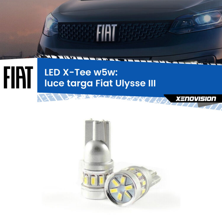 0 Luce Targa LED per Fiat Ulysse III 2022 in poi: W5W X-Tee <strong>LED luce targa per Fiat Ulysse</strong> III 2022 in poi. Lampade <strong>W5W</strong> modello X-Tee Xenovision top di gamma.