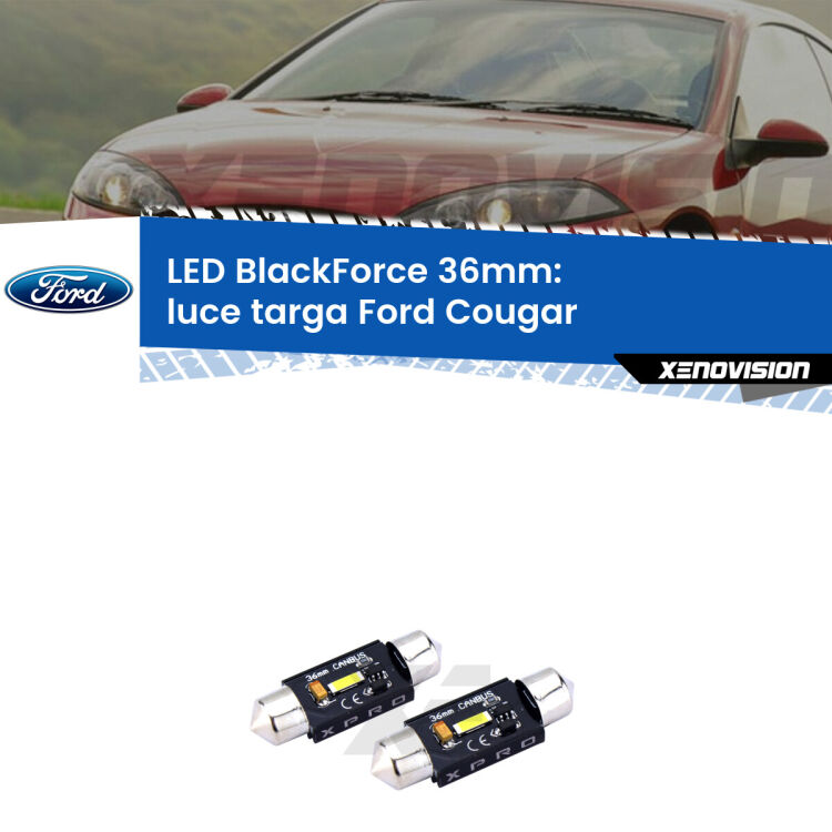 <strong>LED luce targa 36mm per Ford Cougar</strong>  1998 - 2001. Coppia lampadine <strong>C5W</strong>modello BlackForce Xenovision.