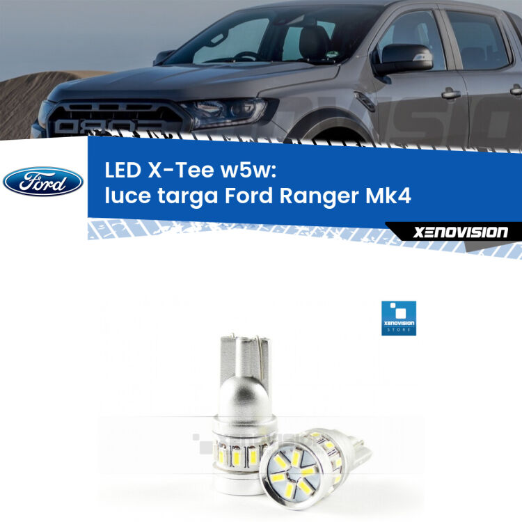 <strong>LED luce targa per Ford Ranger</strong> Mk4 2011 in poi. Lampade <strong>W5W</strong> modello X-Tee Xenovision top di gamma.