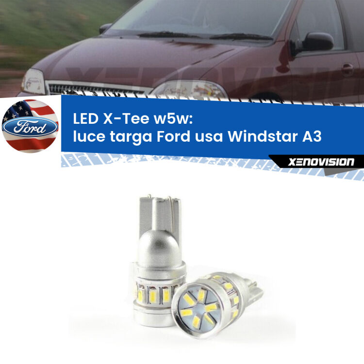 0 Luce Targa LED per Ford usa Windstar A3 1995 - 2000: W5W X-Tee <strong>LED luce targa per Ford usa Windstar</strong> A3 1995 - 2000. Lampade <strong>W5W</strong> modello X-Tee Xenovision top di gamma.