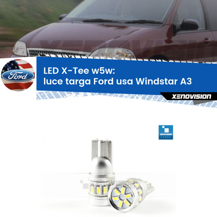 <strong>LED luce targa per Ford usa Windstar</strong> A3 1995 - 2000. Lampade <strong>W5W</strong> modello X-Tee Xenovision top di gamma.