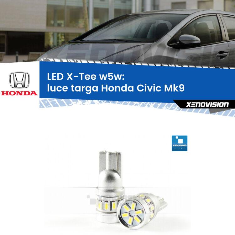 <strong>LED luce targa per Honda Civic</strong> Mk9 2011 - 2015. Lampade <strong>W5W</strong> modello X-Tee Xenovision top di gamma.