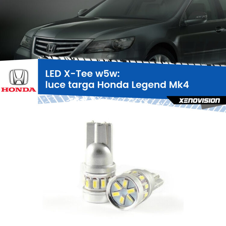 0 Luce Targa LED per Honda Legend Mk4 2006 - 2013: W5W X-Tee <strong>LED luce targa per Honda Legend</strong> Mk4 2006 - 2013. Lampade <strong>W5W</strong> modello X-Tee Xenovision top di gamma.
