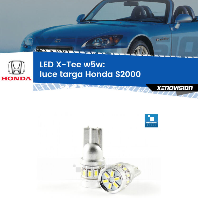 <strong>LED luce targa per Honda S2000</strong>  1999 - 2009. Lampade <strong>W5W</strong> modello X-Tee Xenovision top di gamma.