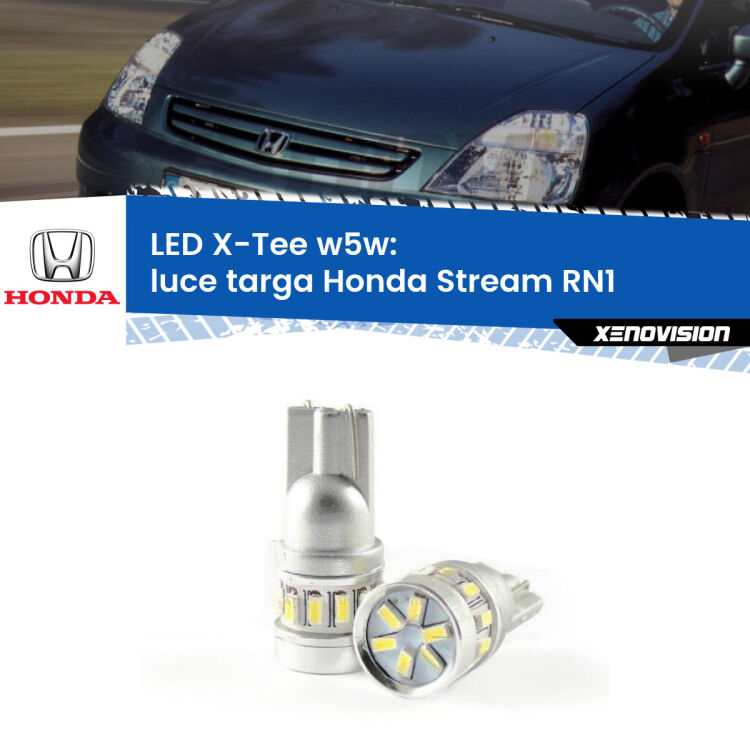 0 Luce Targa LED per Honda Stream RN1 2001 - 2006: W5W X-Tee <strong>LED luce targa per Honda Stream</strong> RN1 2001 - 2006. Lampade <strong>W5W</strong> modello X-Tee Xenovision top di gamma.