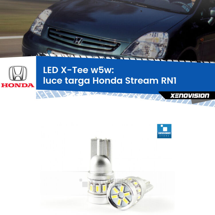 <strong>LED luce targa per Honda Stream</strong> RN1 2001 - 2006. Lampade <strong>W5W</strong> modello X-Tee Xenovision top di gamma.
