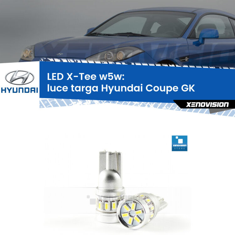 <strong>LED luce targa per Hyundai Coupe</strong> GK 2002 - 2009. Lampade <strong>W5W</strong> modello X-Tee Xenovision top di gamma.