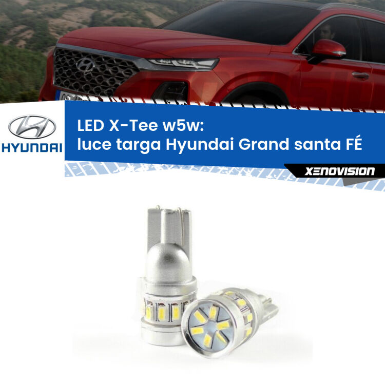 0 Luce Targa LED per Hyundai Grand santa FÉ  2013 in poi: W5W X-Tee <strong>LED luce targa per Hyundai Grand santa FÉ</strong>  2013 in poi. Lampade <strong>W5W</strong> modello X-Tee Xenovision top di gamma.