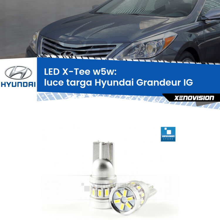 <strong>LED luce targa per Hyundai Grandeur</strong> IG 2016 in poi. Lampade <strong>W5W</strong> modello X-Tee Xenovision top di gamma.