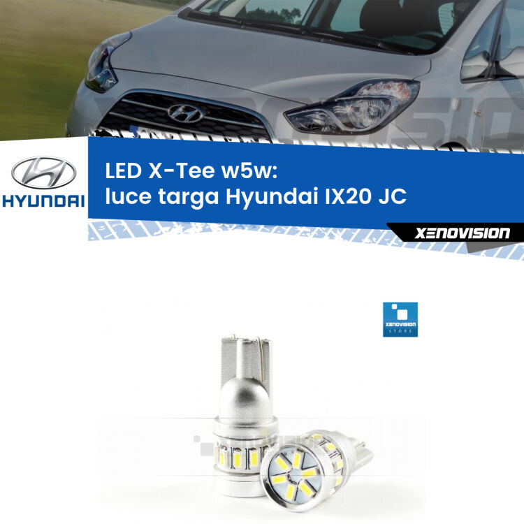 <strong>LED luce targa per Hyundai IX20</strong> JC 2010 in poi. Lampade <strong>W5W</strong> modello X-Tee Xenovision top di gamma.