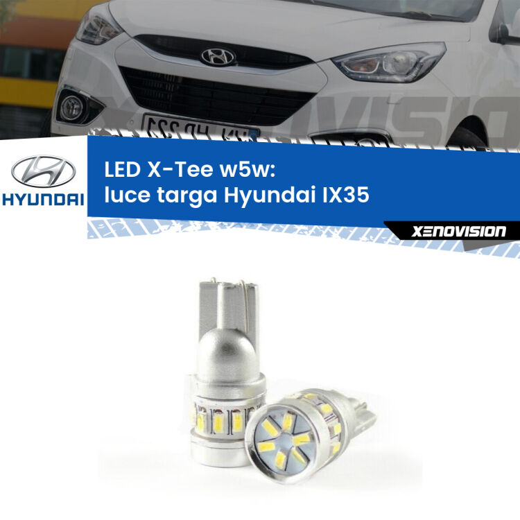 0 Luce Targa LED per Hyundai IX35  2009 - 2015: W5W X-Tee <strong>LED luce targa per Hyundai IX35</strong>  2009 - 2015. Lampade <strong>W5W</strong> modello X-Tee Xenovision top di gamma.