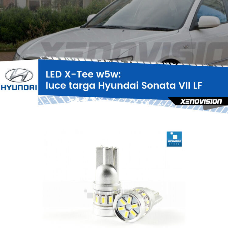 <strong>LED luce targa per Hyundai Sonata VII</strong> LF 2014 in poi. Lampade <strong>W5W</strong> modello X-Tee Xenovision top di gamma.