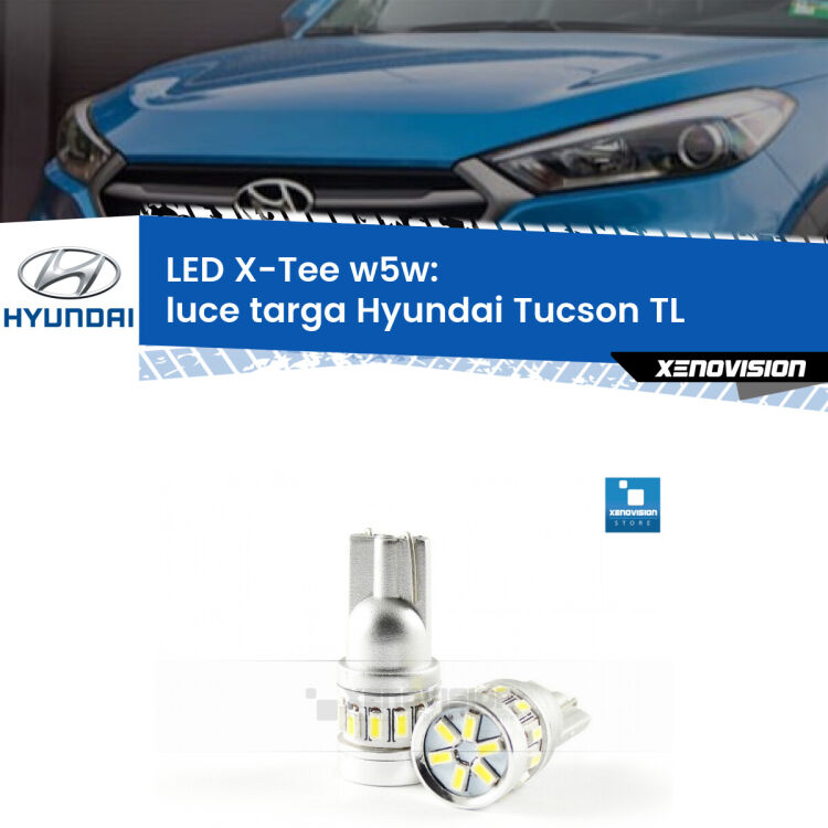 <strong>LED luce targa per Hyundai Tucson</strong> TL 2015 - 2021. Lampade <strong>W5W</strong> modello X-Tee Xenovision top di gamma.