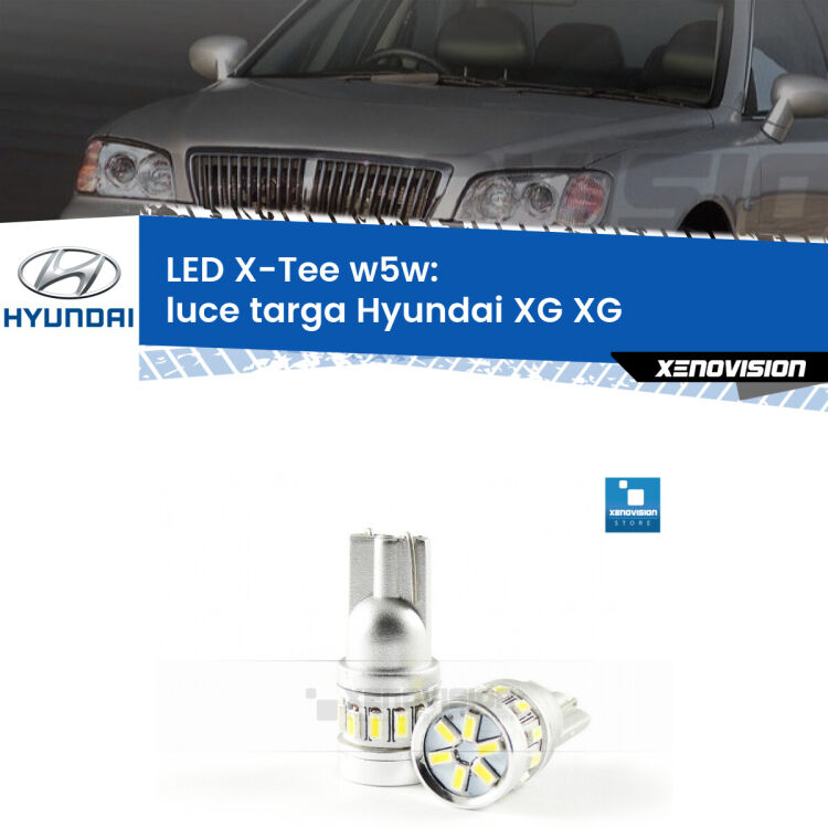 <strong>LED luce targa per Hyundai XG</strong> XG 1998 - 2005. Lampade <strong>W5W</strong> modello X-Tee Xenovision top di gamma.